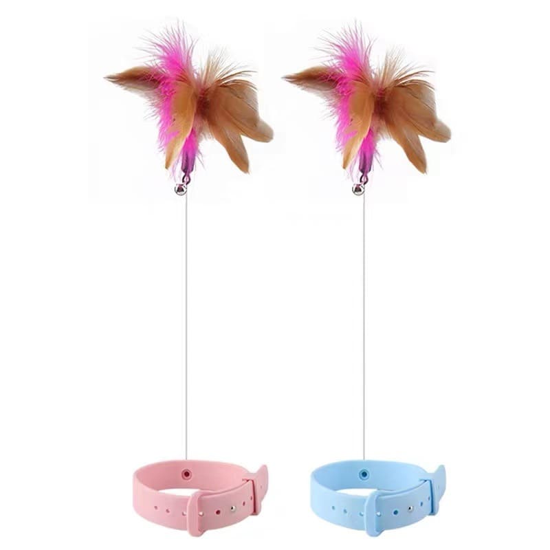 Interactive Feather Cat Teaser Wand with Bell