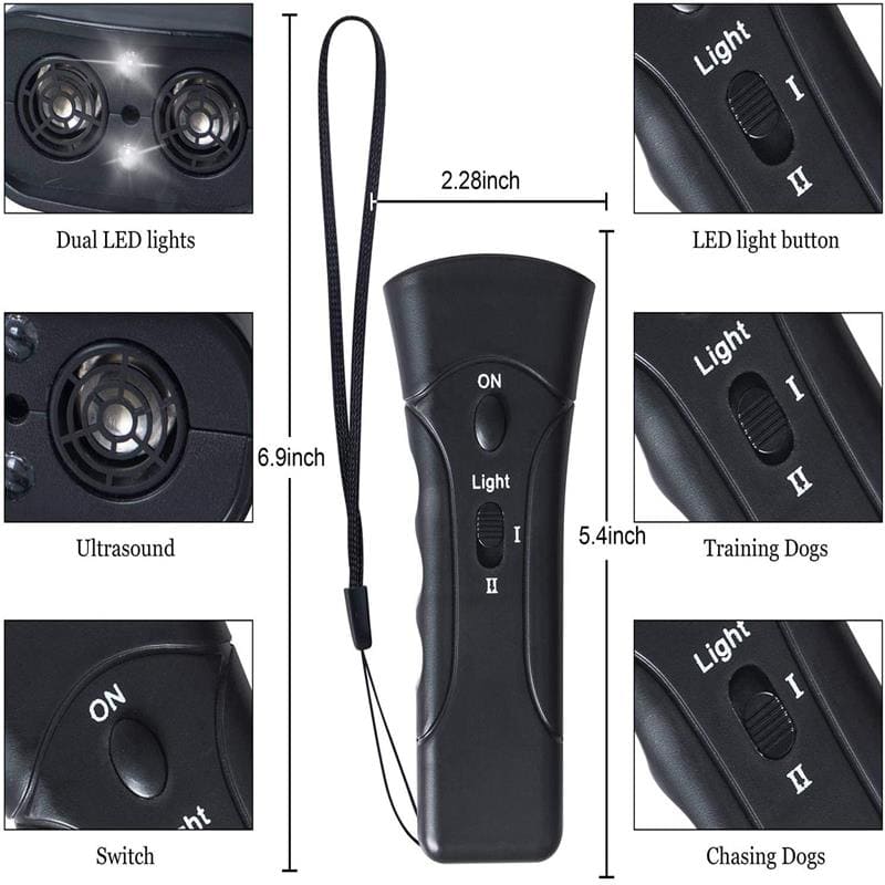 LED Ultrasonic Dog Repeller & Anti-Barking Training Device