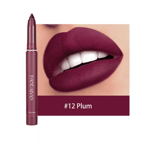 12-Color Matte Lipstick & Liner Set – Waterproof, Long-Lasting