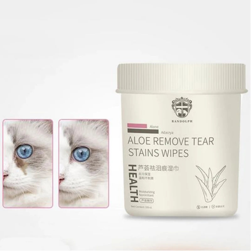 Aloe Tear Stain Remover Wipes for Cats & Dogs