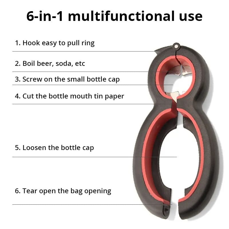 6-in-1 Multiple Twist Bottle Opener