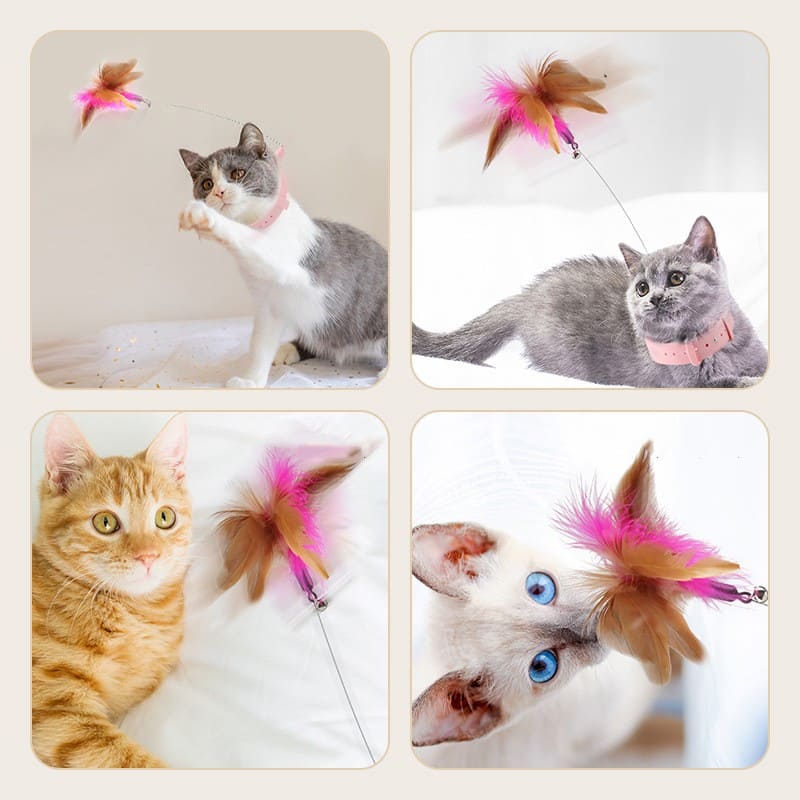 Interactive Feather Cat Teaser Wand with Bell