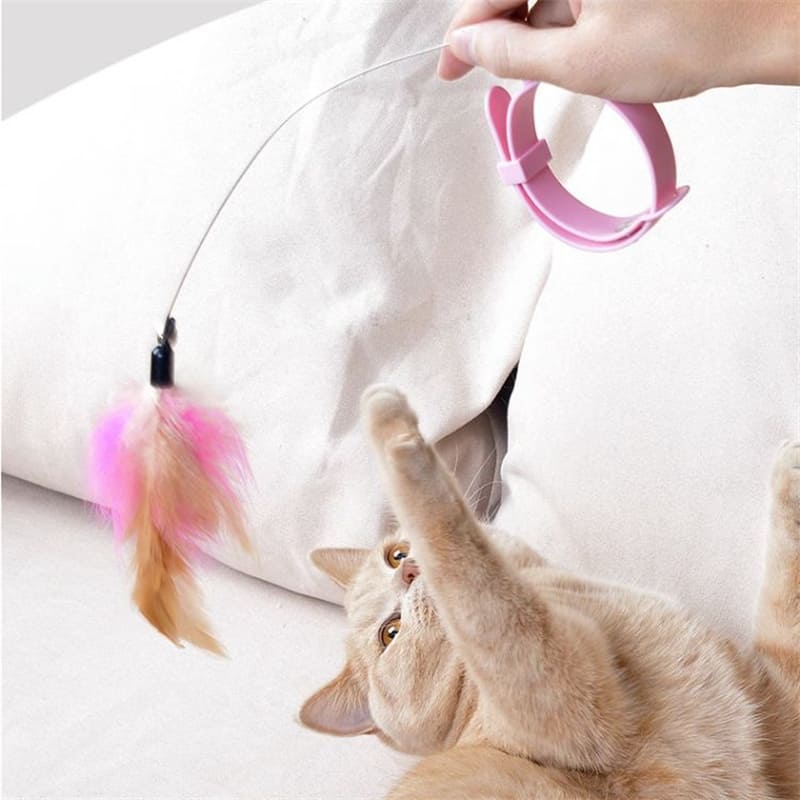 Interactive Feather Cat Teaser Wand with Bell