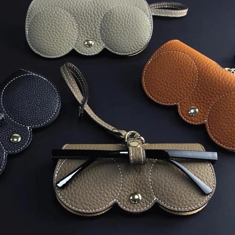 Litchi Embossed PU Leather Glasses Case